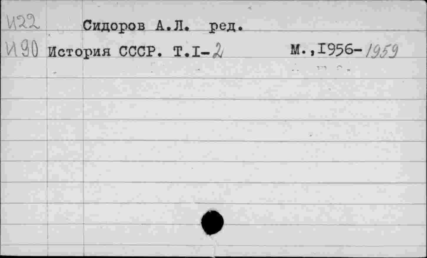 ﻿Сидоров А.Л. ред.
ИЗО История СССР. Т.1-Л	М.,1956-Ж^